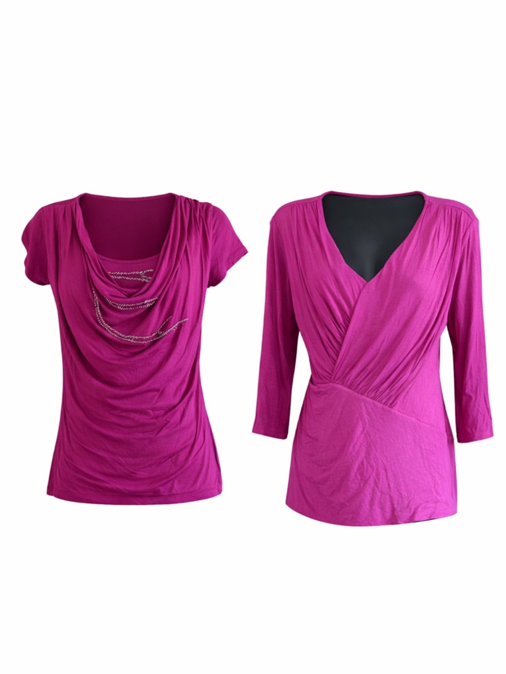 Women’s Size Small Magenta Top Bundle (2 Pieces) – Wrap & Drape Styles. Apt. 9